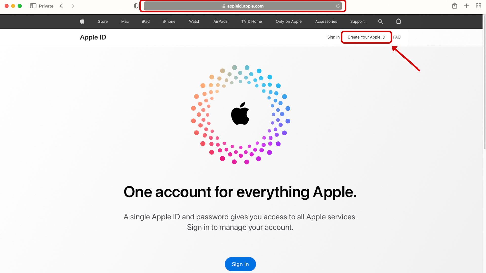 روش سوم، ساخت اپل آیدی با سایت اپل