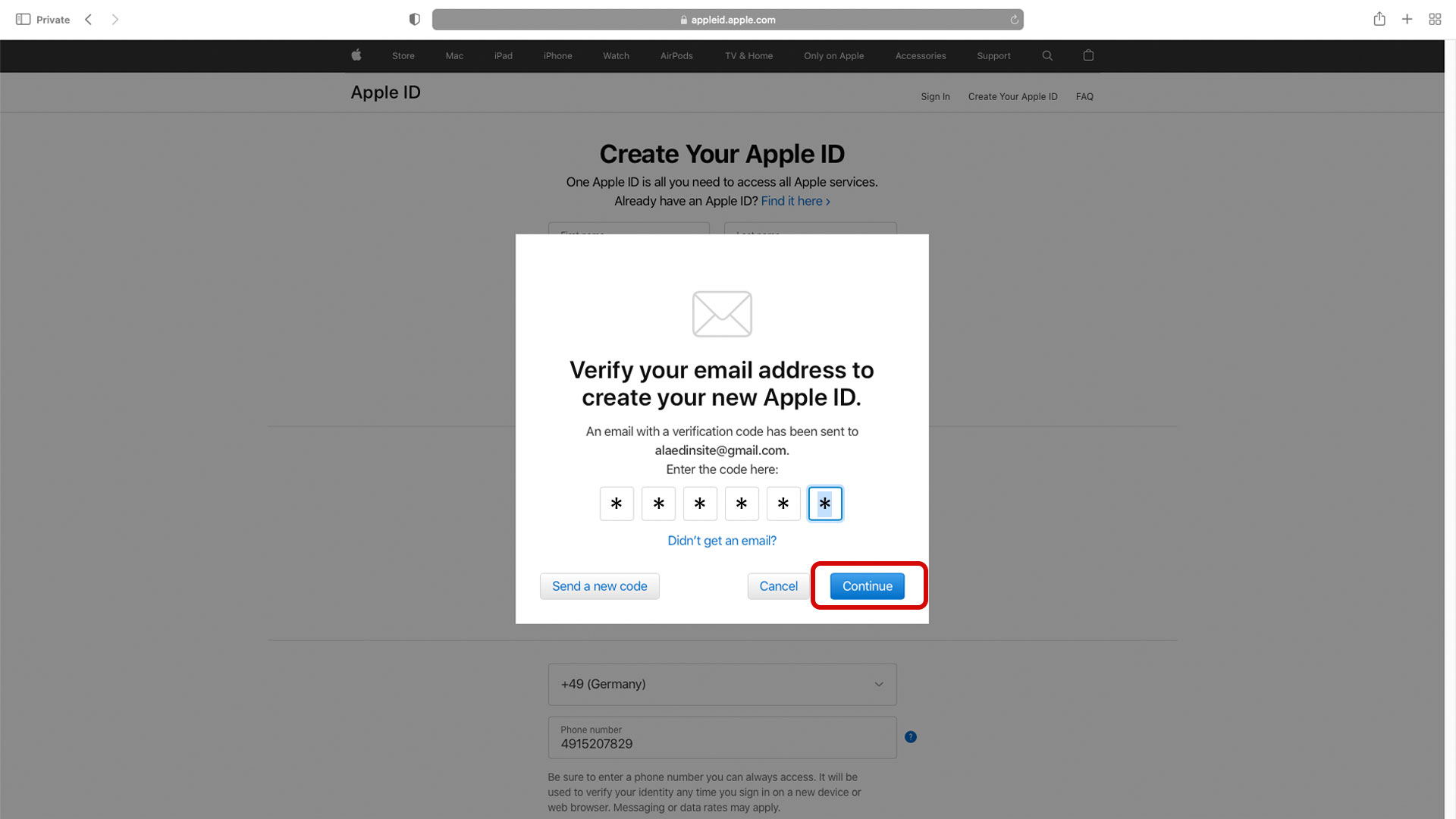filling-contact-info-for-creating-appleID