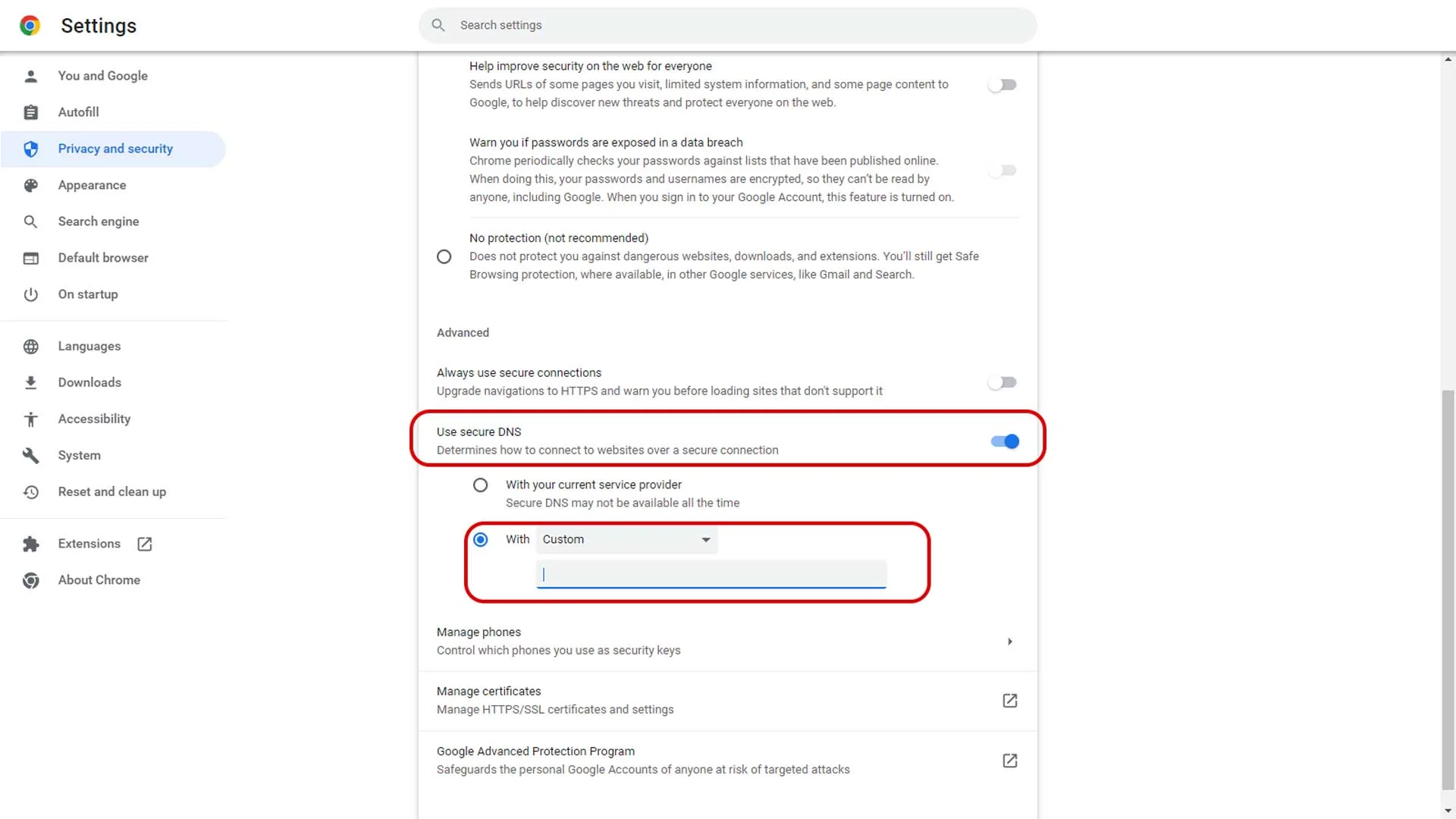 تغییر DNS در کروم