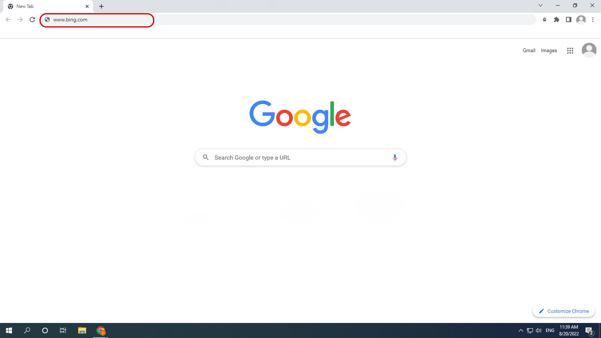 جستجوی URL bing در گوگل