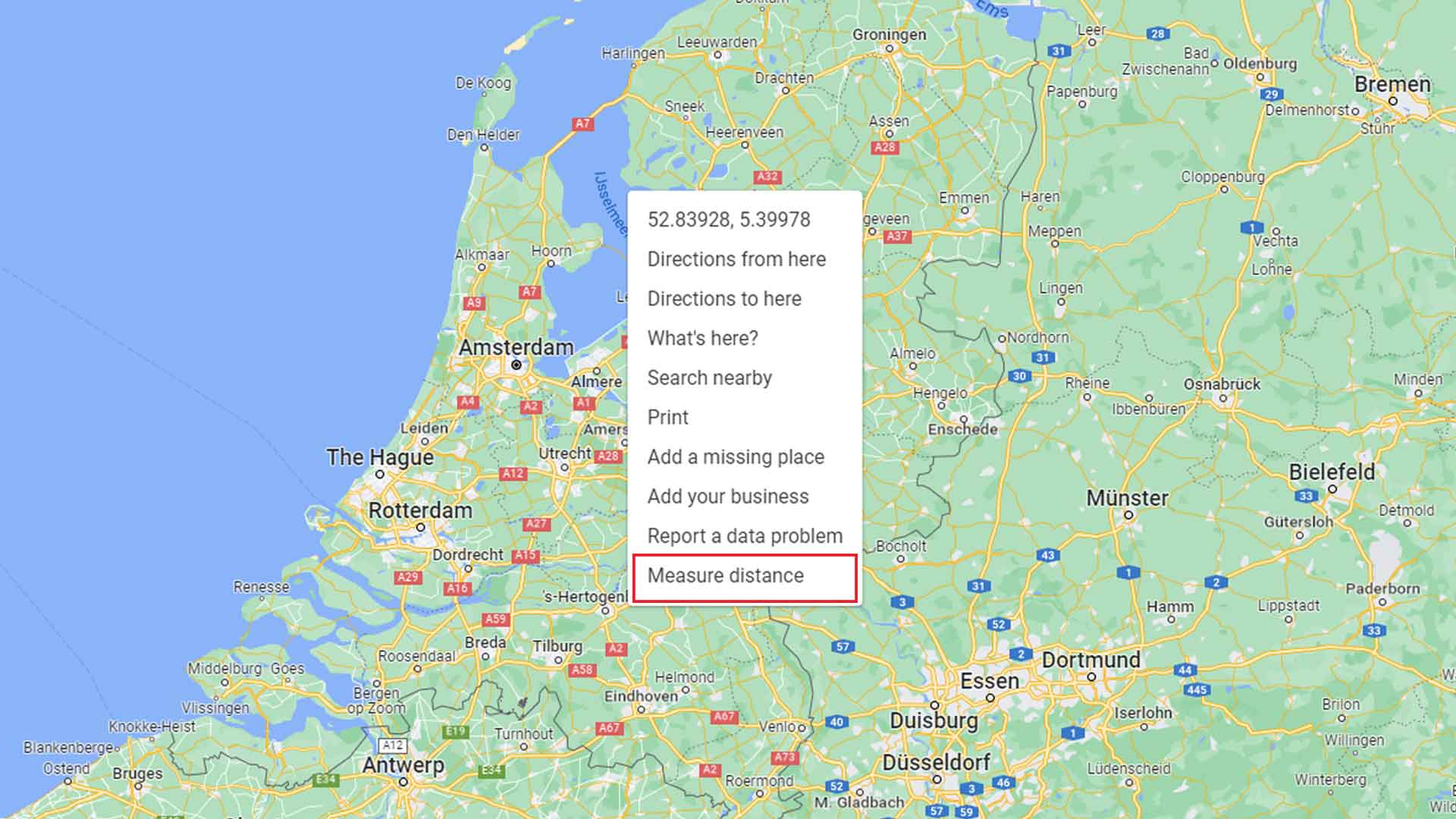 اندازه گیری فاصله در گوگل مپ