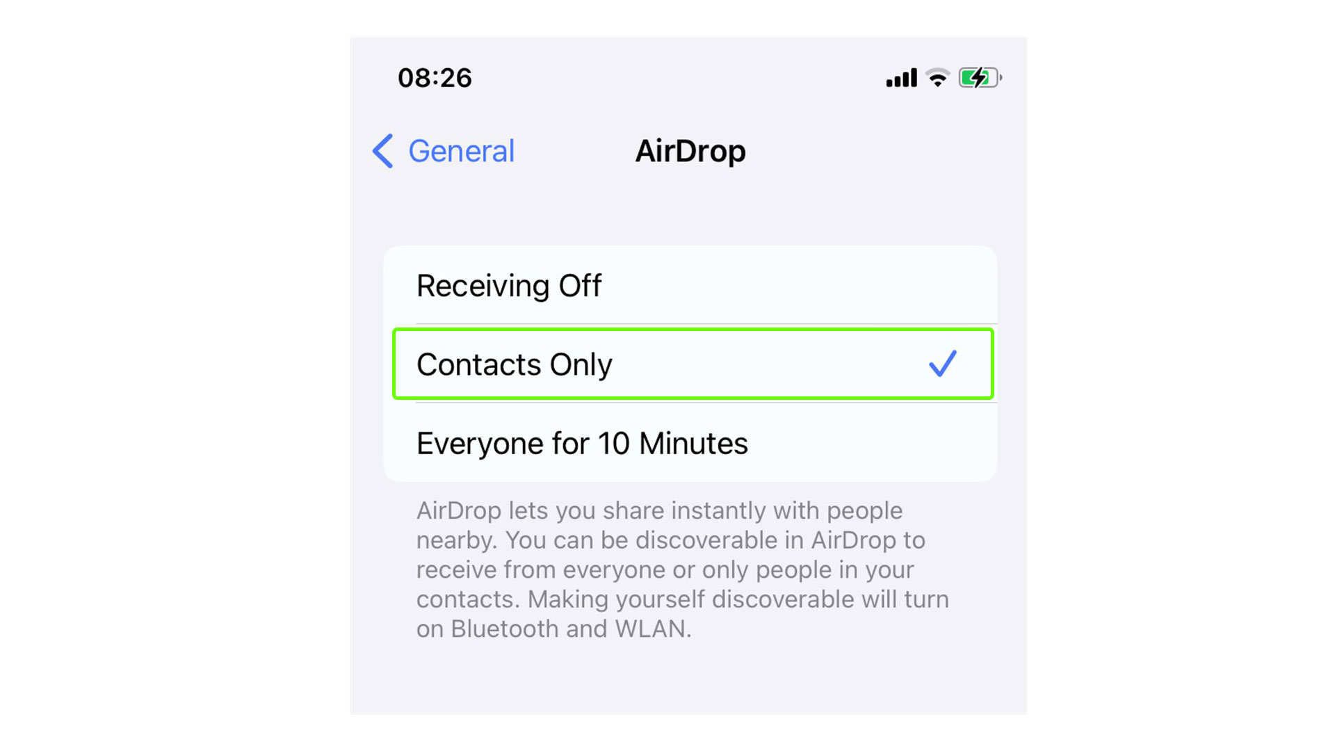 airdrop contacts only