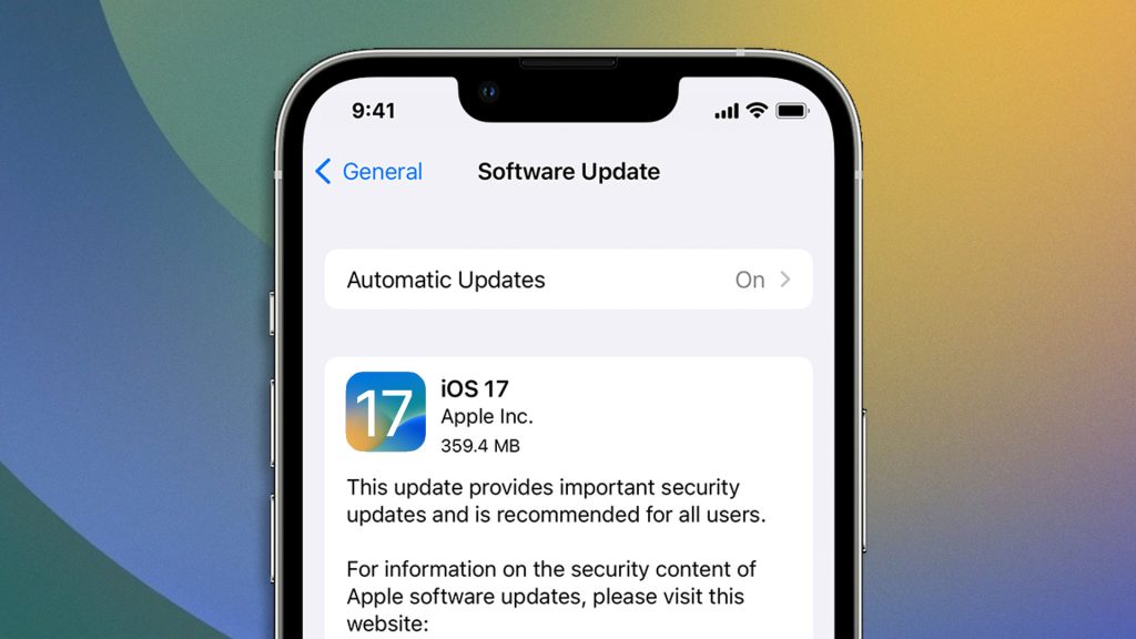 به‌روز‌رسانی iOS 17 در تنظیمات آیفون