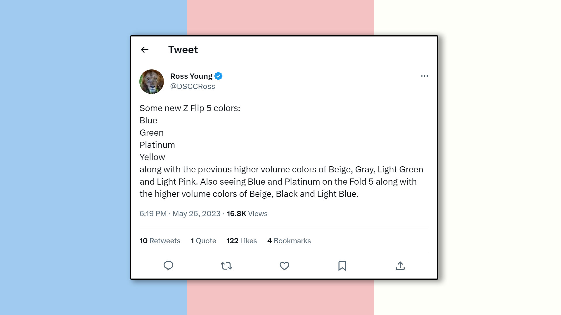 رنگ‌های سامسونگ گلکسی Z Flip5 در یک توییت به بیرون درز کرد
