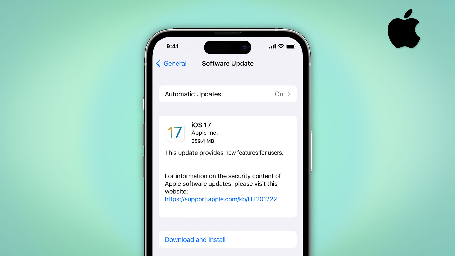 به‌روز‌رسانی iOS 17 در تنظیمات آیفون