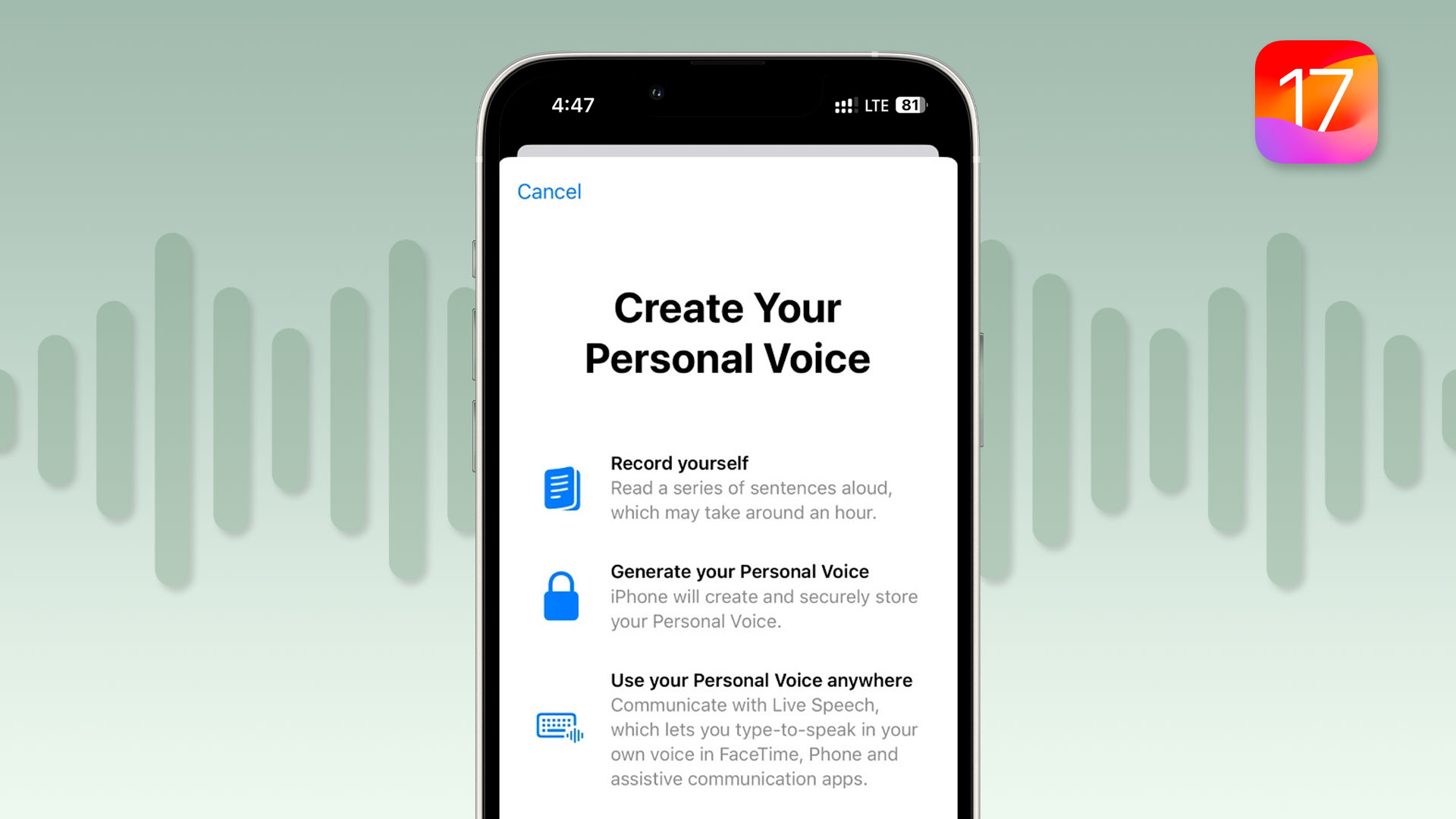 قابلیت صدای شخصی iOS 17