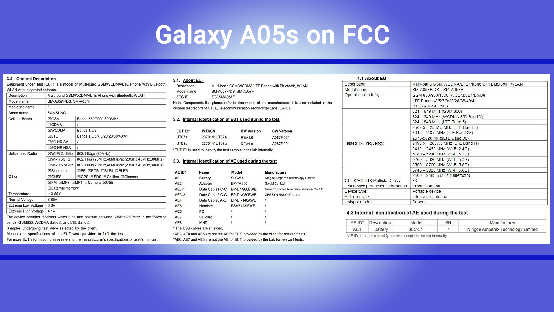 Galaxy A05s on FCC