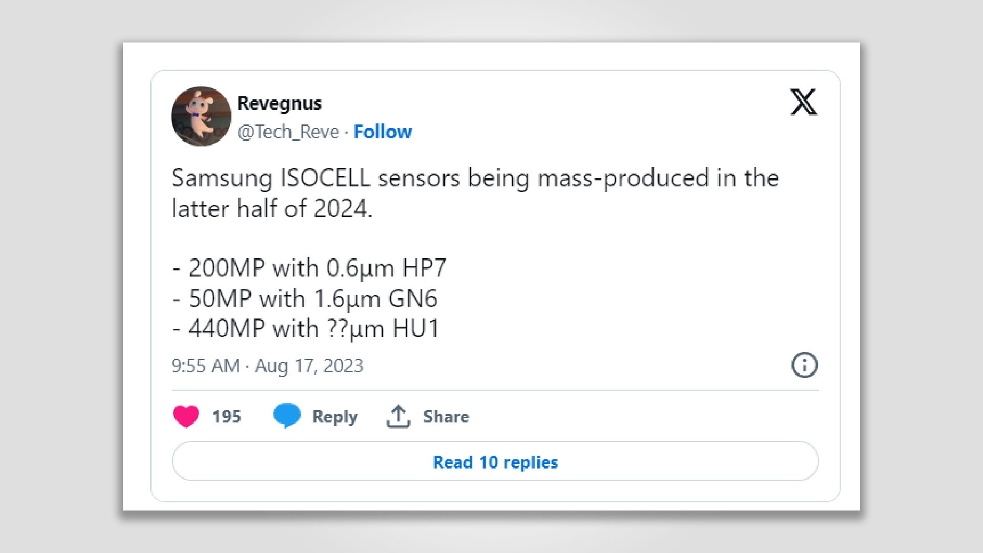 Samsung is working on a 440MP camera sensor