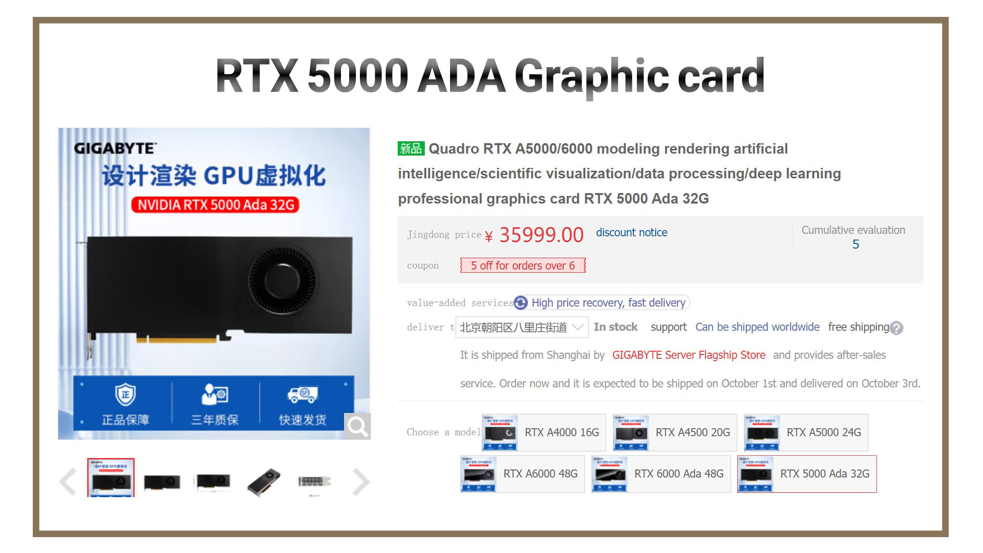 RTX 5000 ADA graphics card