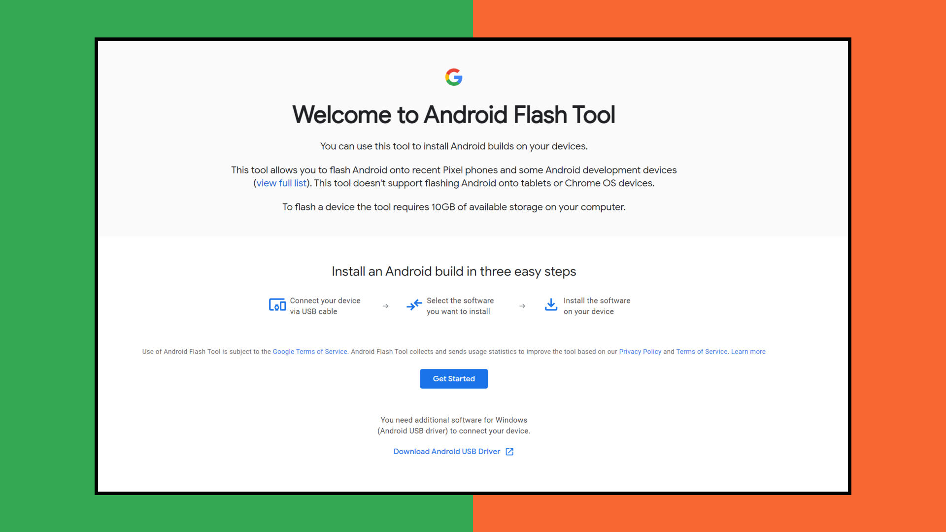 به Android Flash Tool دسترسی پیدا کنید