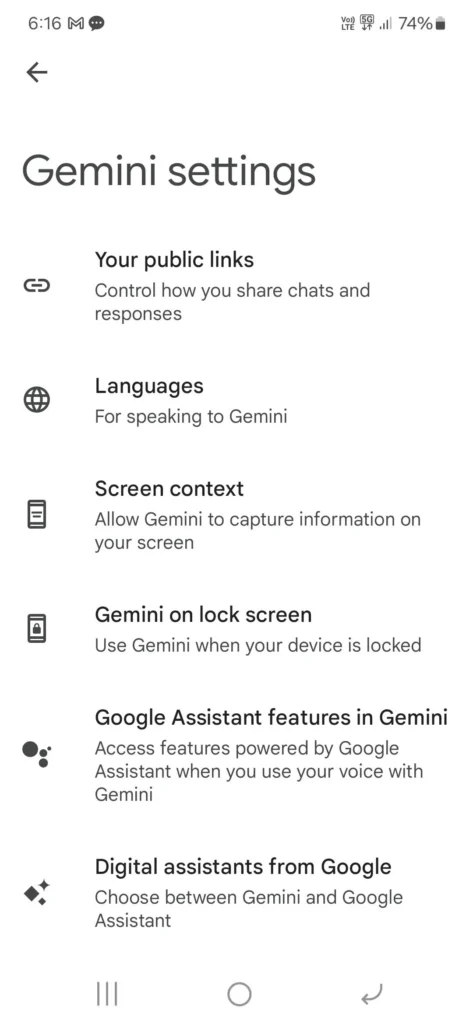 برنامه Google Android Gemini در صفحه قفل