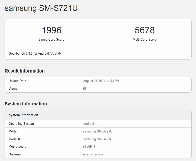 یک امتیاز Geekbench 6 فاش شده نشان می دهد که سامسونگ قصد دارد نسخه آمریکایی گلکسی S24 FE را Exynos 2400 ارائه کند.